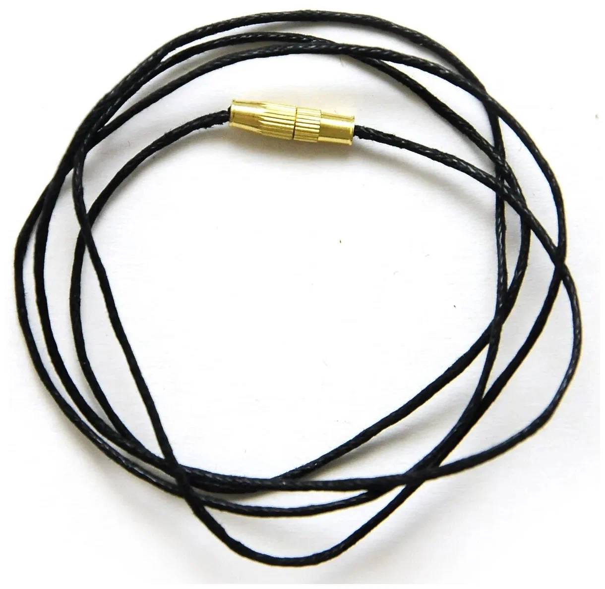 Гайтан 1 мм, хлопок, с замком (чёрный, 70 см)