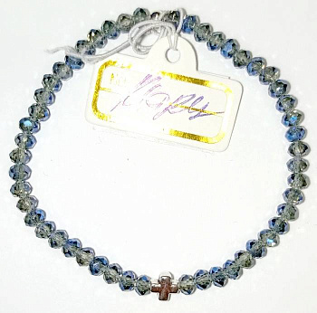 Четки-браслет из натурального камня Кварц цвет СИНИЙ d=4 мм, 50 зерен