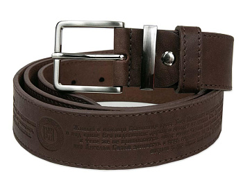 Ремень мужской кожаный с молитвой коричневый, 40 мм
