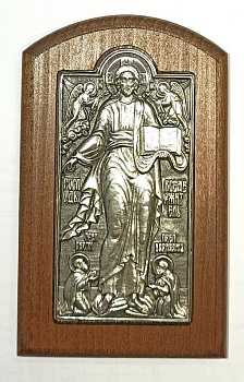 Икона на дереве ГОСПОДЬ ВСЕДЕРЖИТЕЛЬ, гальваника, 11,5 х 7 см