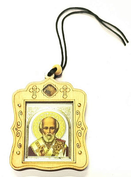 Автомобильная икона-подвеска, дерево "Николай Чудотворец" 