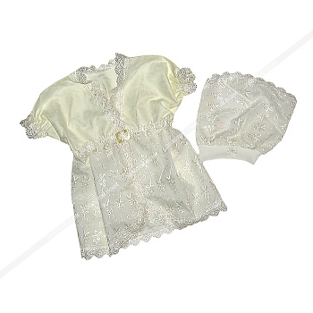 Крестильный набор для девочки (2 предмета) платье, головной убор (шитьё, сатин)