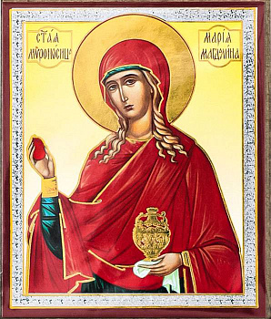 Икона на планшете святая равноапостольная Мария Магдалина   6 х  9 см