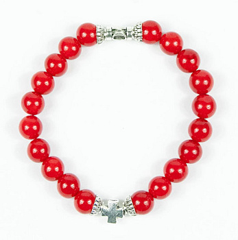 Четки-браслет из натурального камня цвет КОРАЛЛ d=8 мм, 20 зерен