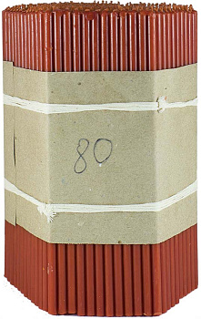 Свечи церковные воскосодержащие красные № 80, упаковка 2 кг- 400 шт