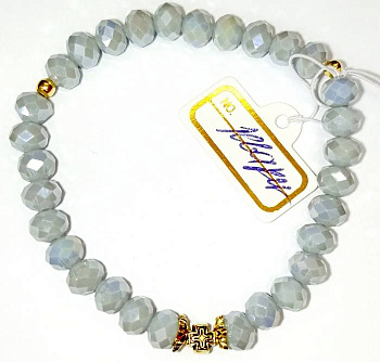 Четки-браслет из натурального камня Кварц цвет СЕРЫЙ, d=8 мм, 30 зерен