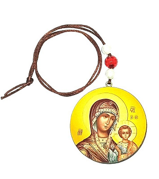 Автомобильная икона-подвеска, дерево "Казанская" 