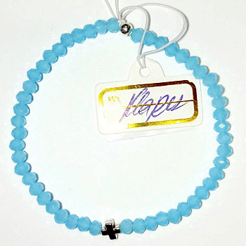 Четки-браслет из натурального камня Кварц цвет БИРЮЗА d=4 мм, 50 зерен