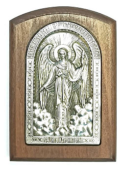 Икона на дереве АНГЕЛ ХРАНИТЕЛЬ (с молитвой) , гальваника, 10,5 х 7,5 см