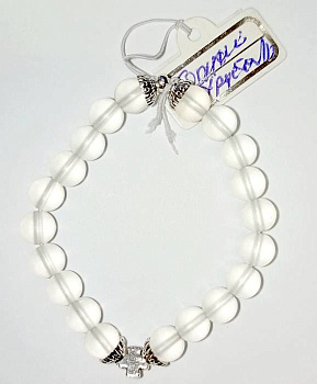 Четки-браслет из натурального камня ГОРНЫЙ ХРУСТАЛЬ d=8 мм, 20 зерен