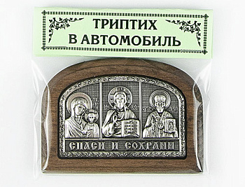 Икона на дереве Триптих автомобильный 8 х 5,5 см