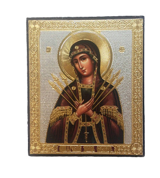 Икона Умягчение злых сердец Божия Матерь малая на деревянной доске 9  х12 см