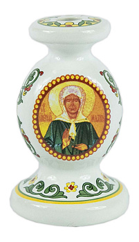 Подсвечник керамический "Бочонок на ножке" с ликом