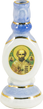 Подсвечник, один лик, на обороте крест, золото