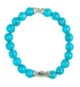 Четки-браслет из натурального камня БИРЮЗА d=8 мм, 20 зерен