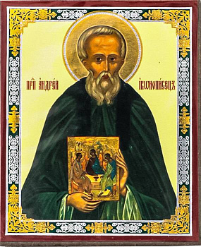 Икона на планшете Преподобный  Андрей Рублев, иконописец   6 х  9 см