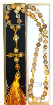 Четки из натурального камня (Яшма) d=10 мм, 50 зёрен в подарочной упаковке