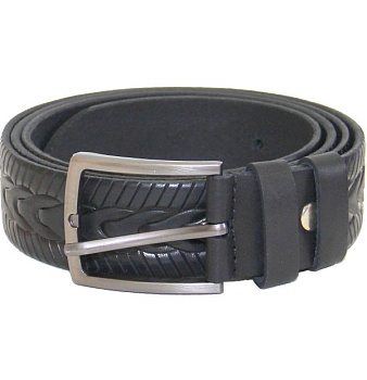 Ремень мужской кожаный с молитвой внутри с набивным рисунком, 35 мм