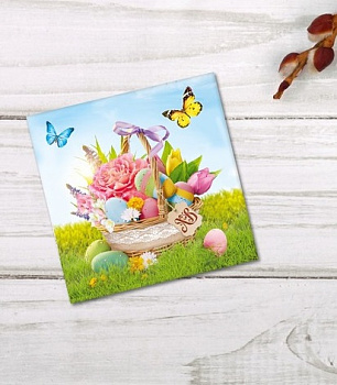 Открытка мини "Пасхальная корзина" 7*7см (2878090)